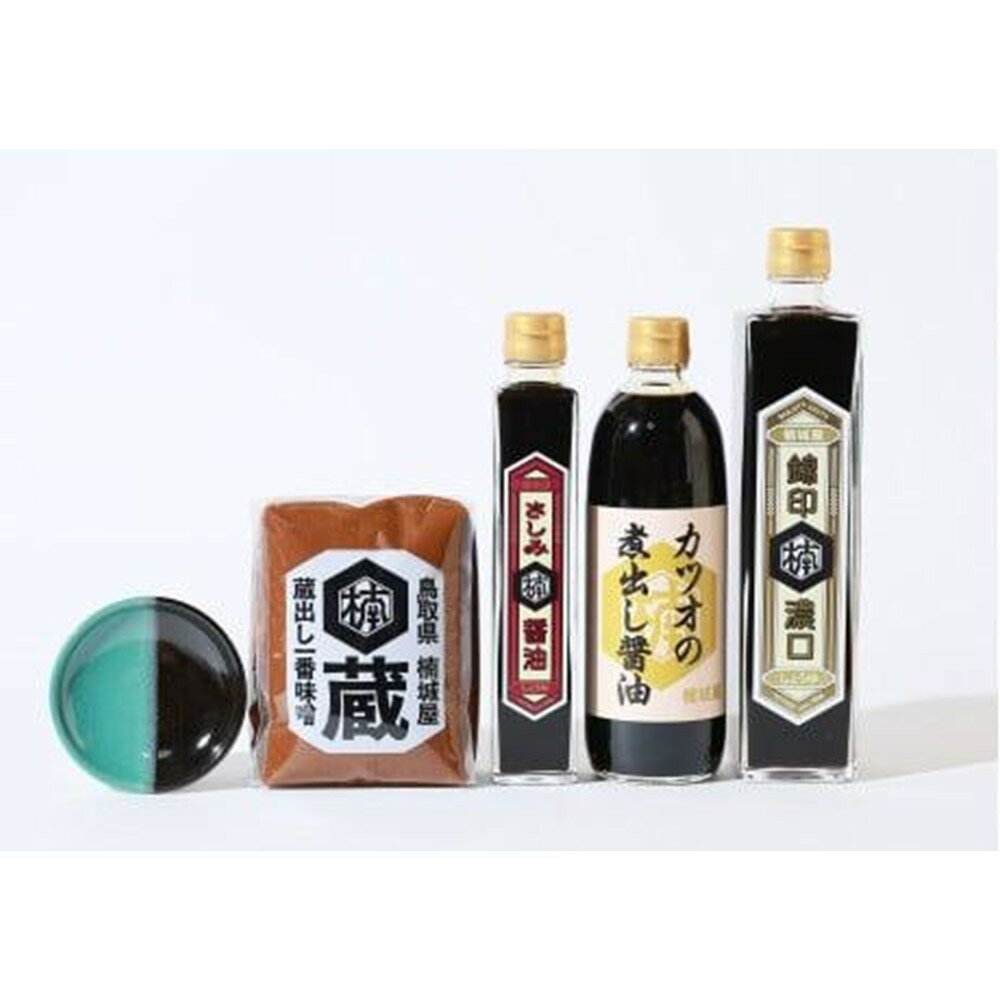【ふるさと納税】鳥取のお醤油3種、お味噌と中井窯小皿セット | しょうゆ みそ 調味料詰め合わせ 中井窯 送料無料 鳥取 サムネイル2