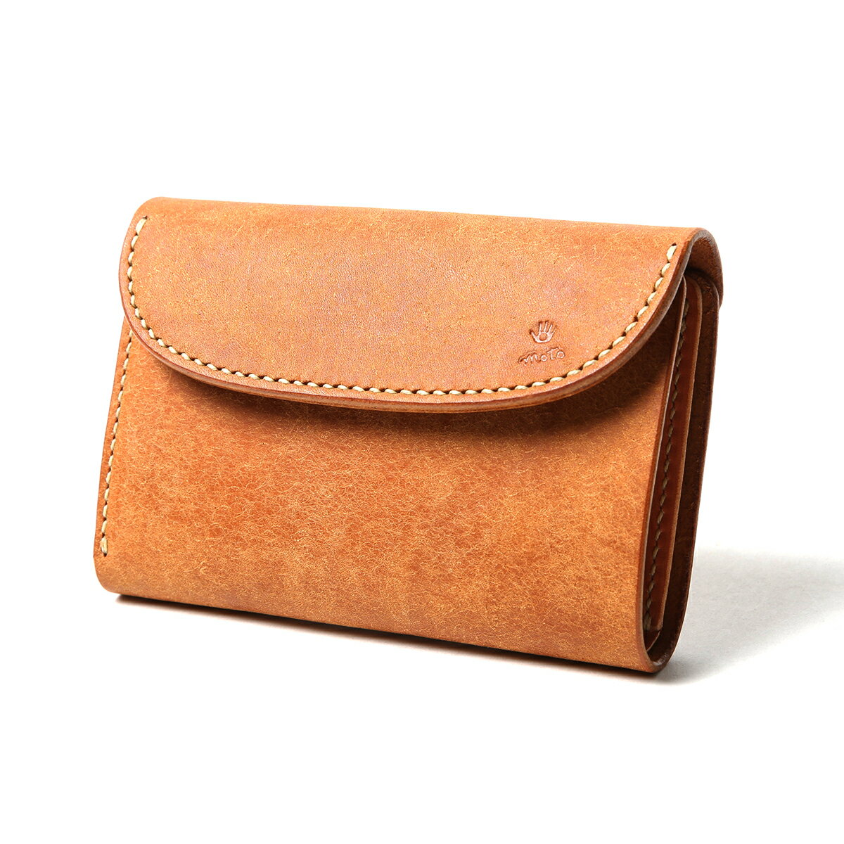 【ふるさと納税】MOTO マットバケッタ 三つ折り ミドルウォレット BROWN ブラウン LEATHER ARTS & CRAFTS MOTO MOTOSTYLE-STORE YONAGO 【24-110-001】本池秀夫監修　MOTO レザー 革 革小物 レザークラフト ファッション 　サイフ　革職人　手造り　手縫い　ハンドメイド サムネイル3