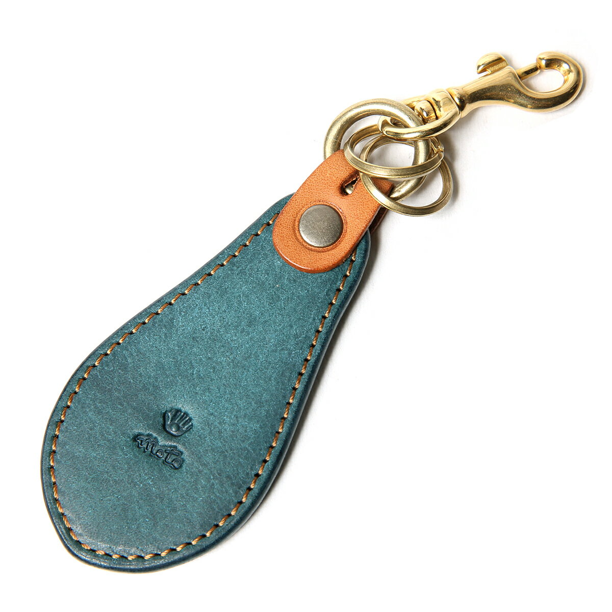 【ふるさと納税】 MOTO LEATHER ARTS & CRAFTS MOTO MOTOSTYLE-STORE YONAGO　マットバケッタ 靴べら キーホルダー BLUE ブルー【22-025-016】 本池秀夫監修　MOTO レザー 革 革小物 レザークラフト ファッション 　　革職人　手造り　手縫い　ハンドメイド　シューホーン サムネイル2