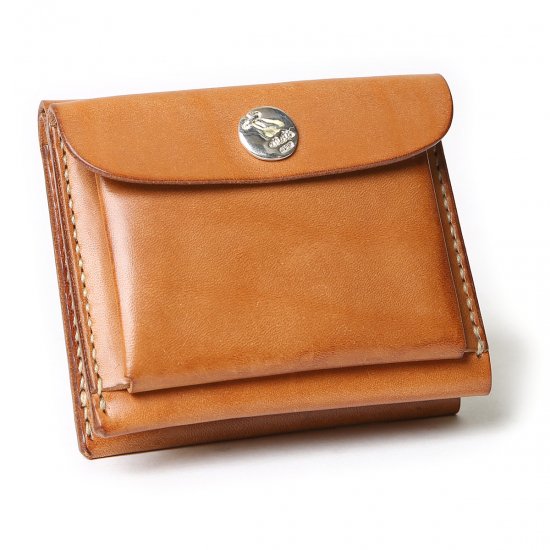 【ふるさと納税】MOTO ミニウォレット 財布 BROWN ブラウン LEATHER ARTS & CRAFTS MOTO MOTOSTYLE-STORE YONAGO 【24-075-001】本池秀夫監修　MOTO レザー 革 革小物 レザークラフト ファッション ミニ　サイフ　革職人　手造り　手縫い　ハンドメイド サムネイル2