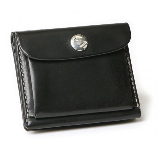 【ふるさと納税】モト MOTO ミニウォレット 財布 BLACK ブラック 黒 LEATHER ARTS & CRAFTS MOTO MOTOSTYLE-STORE YONAGO 【24-075-002】本池秀夫監修 MOTO レザー 革 革小物 レザークラフト ファッション ミニ　サイフ　革職人　手造り　手縫い　ハンドメイド サムネイル2