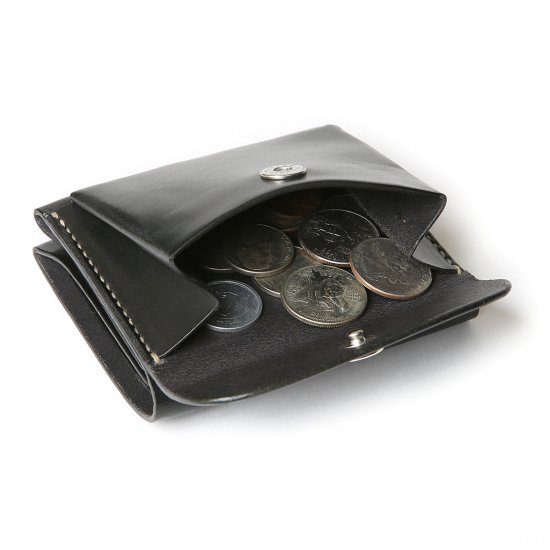 【ふるさと納税】モト MOTO ミニウォレット 財布 BLACK ブラック 黒 LEATHER ARTS & CRAFTS MOTO MOTOSTYLE-STORE YONAGO 【24-075-002】本池秀夫監修 MOTO レザー 革 革小物 レザークラフト ファッション ミニ　サイフ　革職人　手造り　手縫い　ハンドメイド サムネイル3