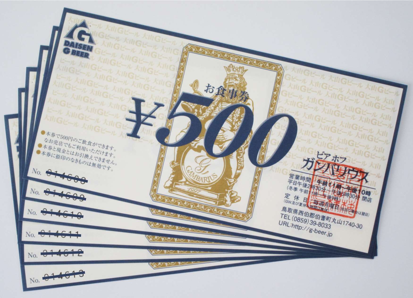 大山Gビール直営レストラン「ビアホフ ガンバリウス」お食事券 3,000円分 GR-3 【25-010-008】久米櫻酒造 ガンバリウス 地ビール クラフトビール おつまみ ビアレストラン お取り寄せ 鳥取県 米子市 10000円 1万