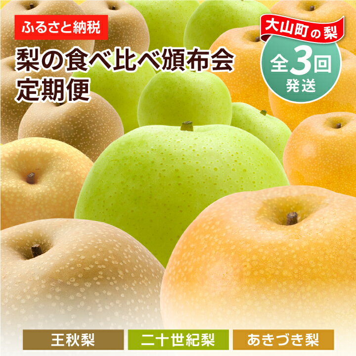 梨の食べ比べ頒布会 5kg×3箱 二十世紀梨 あきづき梨 王秋梨 セット 定期便 数量限定 梨 5kg 鳥取県 鳥取県産 大山町 大山 梨 果物 フルーツ ナシ 甘い 果汁 和梨 くだもの 国産 食べ比べ 【8月・9月・11月の3回お届け】 DS-11