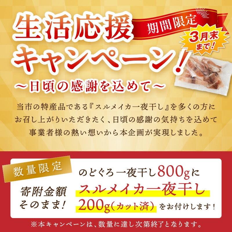 【ふるさと納税】【生活応援品】のどぐろ一夜干し 産地直送 肉厚ジューシー！「大人気セット」| 選べる内容量 | 800g＋スルメイカカット済200g付き [3月31日まで] 選べる 内容量 干物 一夜干し セット 詰め合わせ ふるさと納税 のどぐろ - 画像2