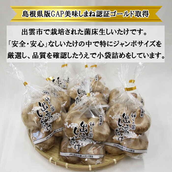 【ふるさと納税】神々の国　出雲しいたけ ジャンボ 生しいたけ 詰合せ 肉厚 美味しい 島根県 出雲市産 菌床 美味しまね認証ゴールド ステーキ 冷蔵 - 画像3