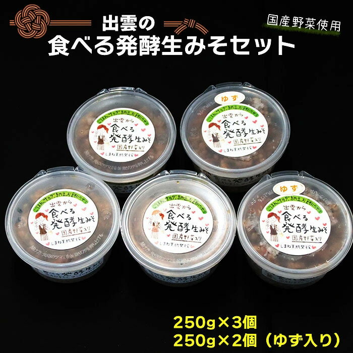 出雲の食べる発酵生みそ詰合せ250g×5個 | 味噌 ゆず 柚子 調理 料理 おかず きゅうり 豆腐 アレンジ 食事 家庭 昼食 夕食 冷蔵 お取り寄せ グルメ 人気 おすすめ 島根県 出雲市
