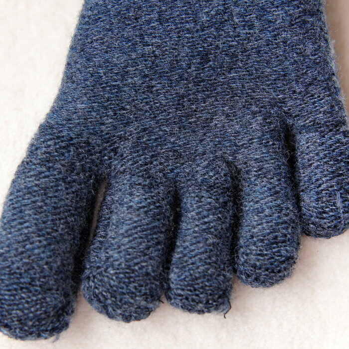 【ふるさと納税】 ひつじ飼いが作る 5本指 ウールソックス Lサイズ 25.5cm～28cm 靴下 くつした ソックス 厚手 総パイル 紡毛糸 ネイビー 紺色 羊 レディース メンズ 男女兼用 温活 冷え性 かわいい 島根県 大田市 サムネイル3