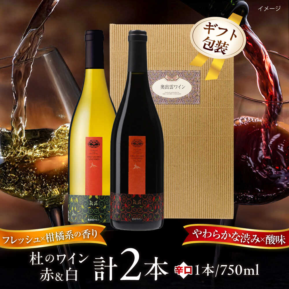 奥出雲葡萄園 【ギフト包装】杜のワイン 白・赤 2本セット 国産 ワイン セット 島根県雲南市/有限会社奥出雲葡萄園[AICS083] 赤ワイン 白ワイン セット プレゼント お祝い 日本ワイン 国産ワイン 島根ワイン 赤 白 飲み比べ お酒 酒 辛口 冷蔵 人気