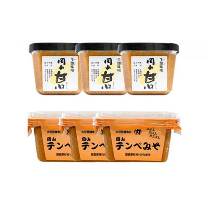 【セット】岡山甘口 500g×3個 岡山テンペみそ 300g×3個 | みそ 食品 発酵 加工食品 人気 おすすめ 送料無料