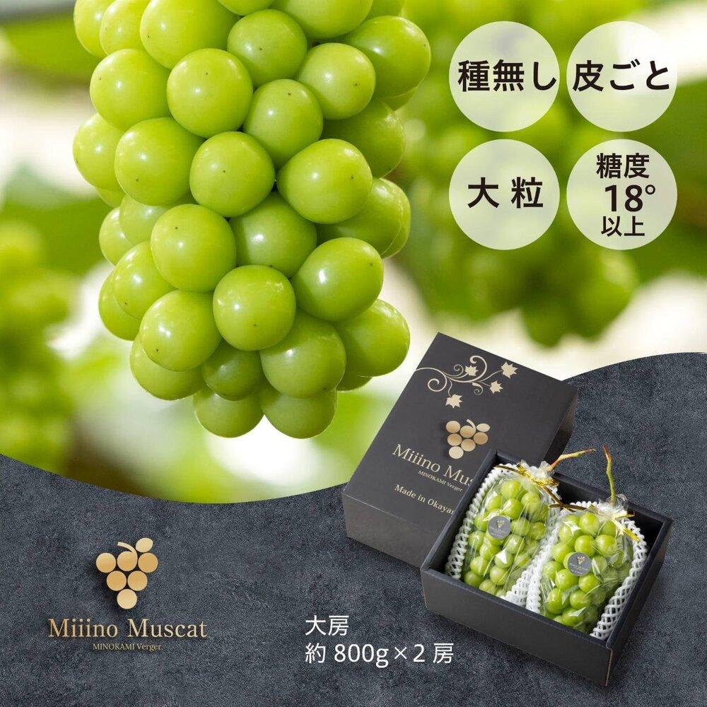 シャイン マスカット 2026年 「MiiinoMuscat」2房（(約1.6kg）ブドウ 葡萄 岡山 国産 フルーツ 果物 ギフト | フルーツ 果物 くだもの 食品 人気 おすすめ 送料無料