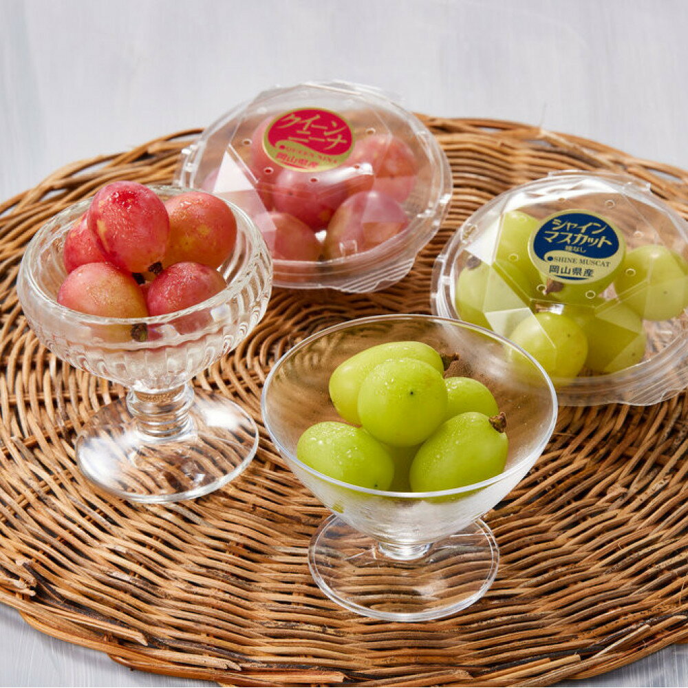 ぶどう 2026年 岡山市産 クイーンニーナ 粒・シャインマスカット 粒（カップ）セット各100g×6 渡邊農園 | ぶどうブドウ 葡萄 シャインマスカット マスカット フルーツ おかやま 岡山県産 ギフト 贈答 手土産 お取り寄せ 取寄せ グルメ 産地直送