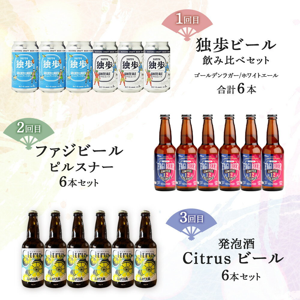 【ふるさと納税】【定期便3回】岡山市 厳選 地ビールを毎月お届け！ （独歩ビール・ファジビール・ Citrusビール） | ビール クラフトビール ラガービール お酒 アルコール 缶 ご当地 お土産 お取り寄せ 人気 おすすめ 詰め合わせ 飲みくらべ 岡山市 サムネイル2