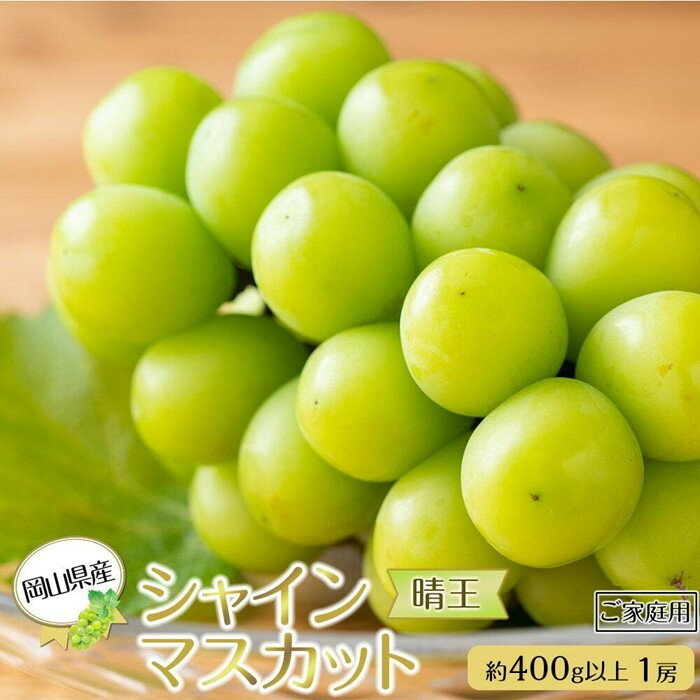 岡山県産 ぶどう 2026年発送 ご家庭用 シャインマスカット 晴王 約400g×1房 ブドウ フルーツ 果物