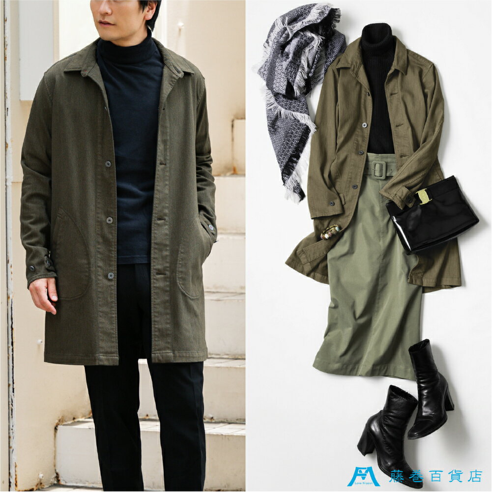 【ふるさと納税】【サイズ・カラー選択可】《ONO＋8186》藤巻百貨店別注 倉敷デニムコート ネイビー・カーキ M・Lサイズ ショップコート ロングシーズン ジャケット 衣類 ファッション アウター 岡山県 倉敷市送 料無料 サムネイル3