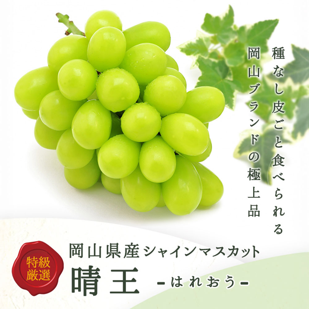 【ふるさと納税】【選べる容量】《化粧箱入り》シャインマスカット 晴王 1房（800g前後 もしくは 950g前後）ブドウ 葡萄 ぶどう マスカット フルーツ 果物 岡山県産 国産 ギフト 岡山のぶどう デザート【2025年7月下旬～12月下旬 発送予定】 サムネイル2