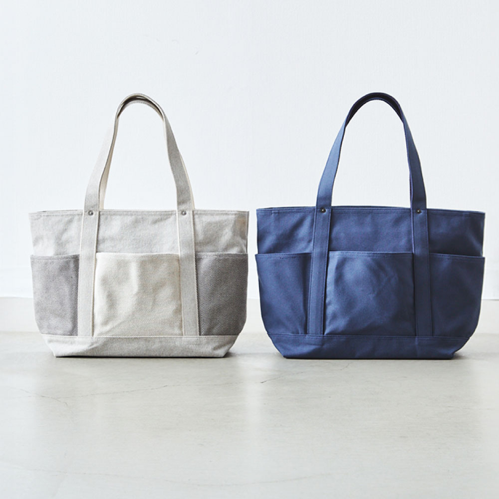 【ふるさと納税】【ファクトリエ】選べるカラー 6ポケット 帆布 トート かばん カバン 鞄 トートバッグ オフホワイト・ネイビー コットン100% 綿 8号帆布 倉敷帆布 はんぷ 平織り A4サイズ 収納 シンプル ファッション 日本製 岡山県 倉敷市 送料無料 サムネイル3