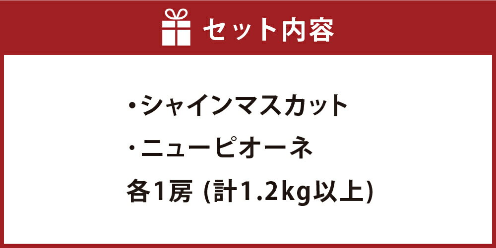 【ふるさと納税】種無し ぶどう詰合せ シャインマスカット ニューピオーネ 各1房 計2房（合計1.2kg以上） ぶどう ブドウ 葡萄 種なし フルーツ 果物 果実 くだもの 詰め合わせ セット 冷蔵 岡山県産 国産 岡山県 倉敷市 送料無料 【2026年9月上旬～10月上旬迄順次発送予定】 サムネイル2
