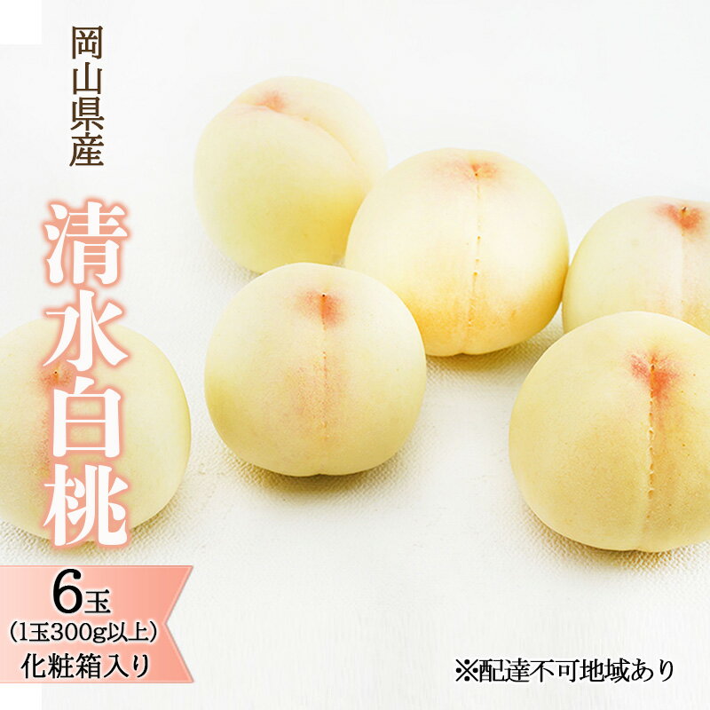 桃 2026年 先行予約 清水 白桃 6玉（1玉300g以上）化粧箱入り もも モモ 岡山県産 国産 フルーツ 果物 ギフト 　お届け：2026年7月中旬～2026年8月上旬