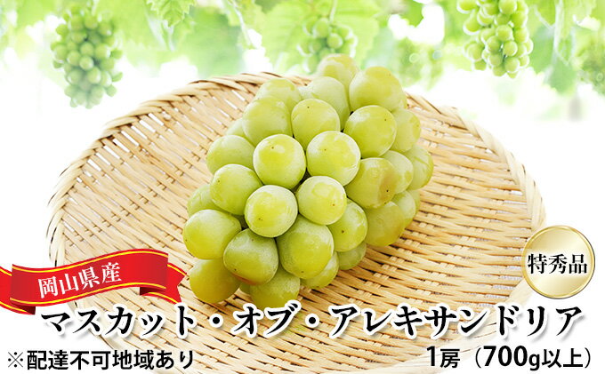 【ふるさと納税】ぶどう 2026年 先行予約 マスカット・オブ・アレキサンドリア 特秀品 1房（1房700g以上）化粧箱入り 葡萄 岡山県産 国産 フルーツ ギフト 果物 食後 デザート 高級ぶどう 爽やか 　お届け：2026年6月中旬～2026年8月下旬 サムネイル2