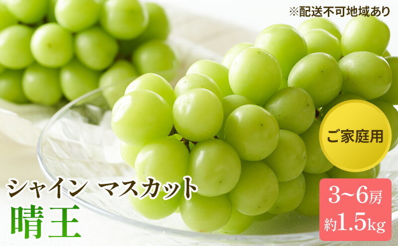 【ふるさと納税】ぶどう 2025年 先行予約 ご家庭用 シャイン マスカット 晴王 3～6房 約1.5kg ブドウ 葡萄 岡山県産 国産 フルーツ 果物 太陽 美しい 外観 大粒 高糖度 種なし 皮ごと 弾力 食感 美味しい 　お届け：2025年8月下旬～2025年11月下旬 サムネイル2