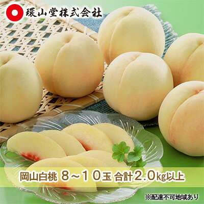 桃 2026年 先行予約 岡山 白桃 8～10玉 合計2.0kg以上 もも モモ 岡山県産 国産 フルーツ 果物 ギフト 環山堂 　お届け：2026年7月上旬～2026年8月上旬