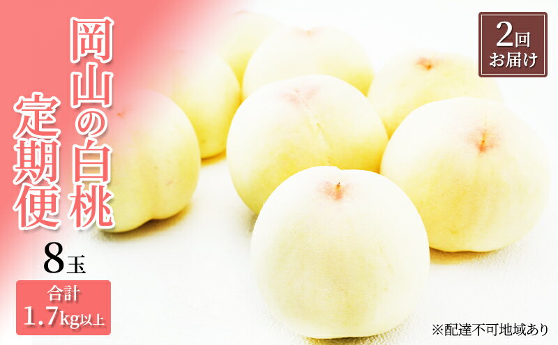 【ふるさと納税】桃 定期便 2026年 先行予約 岡山 の 白桃 8玉 合計1.7kg以上×2回 お届け 化粧箱入り もも モモ 岡山産 国産 フルーツ 果物 ギフト 　お届け：2026年7月上旬～2026年8月上旬 サムネイル2