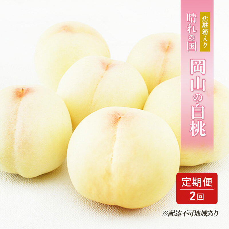 桃 定期便 2026年 先行予約 晴れの国 岡山 の 白桃 ×2回 お届け 1回目 白桃 6玉（1玉250g以上）／2回目 白桃 6玉（1玉300g以上） 化粧箱入り もも モモ 岡山産 国産 フルーツ 果物 ギフト 　お届け：2026年7月上旬～2026年8月上旬