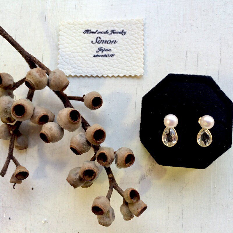 2way ピアス 乙姫 ドロップス パール & トパーズ