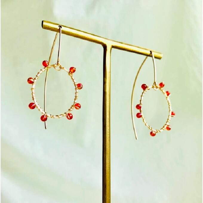 【ふるさと納税】ロング フック ピアス Salmon roe イクラちゃん K14gf サムネイル2