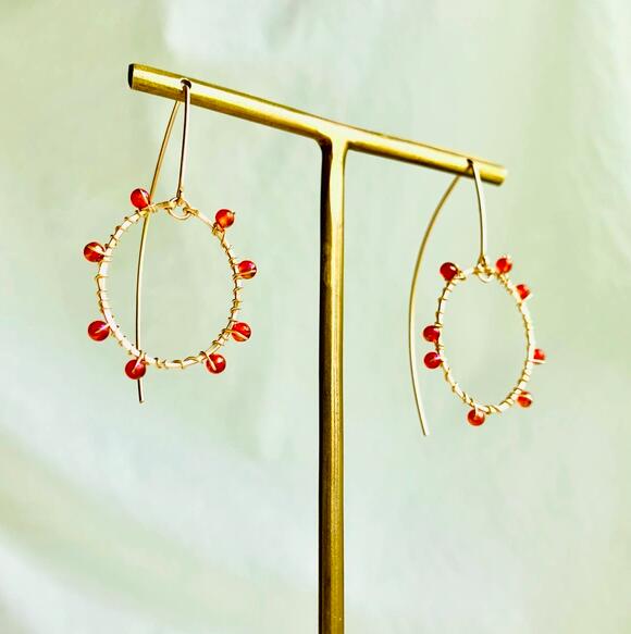 ロング フック ピアス Salmon roe イクラちゃん K14gf