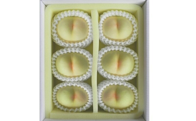 【ふるさと納税】桃 2026年 先行予約 岡山白桃 6玉（1玉330g以上）等級：ロイヤル 木箱入り もも モモ 岡山県産 国産 フルーツ 果物 セット ギフト　お届け：2026年7月上旬～2026年8月中旬 サムネイル3