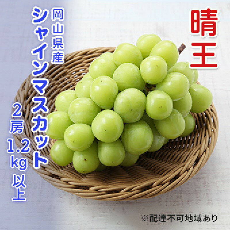 ぶどう 先行予約 シャインマスカット 晴王 2房 合計1.2kg以上 ブドウ 葡萄 岡山県産 国産 フルーツ 果物 ギフト　お届け：2025年9月上旬～2025年12月下旬