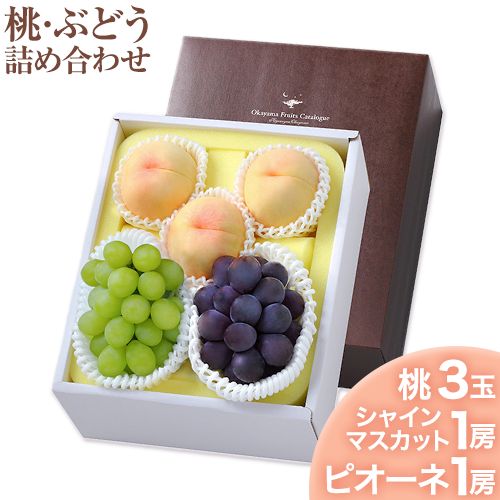 【2026年先行予約】桃 シャインマスカット ピオーネ 詰め合わせ 約1.8kg クール便 冷蔵便 桃 もも 葡萄 ブドウ ぶどう マスカット フルーツ セット 先行予約 晴れの国おかやま館 《2026年8月下旬-9月中旬頃出荷》 フルーツ 果物 果実 岡山県 笠岡市
