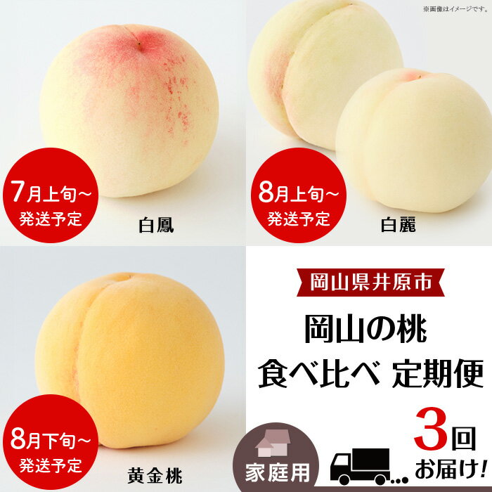 白桃 岡山 桃 もも モモ 岡山の桃 白鳳 白麗 黄金桃 桃の女王 スイーツ フルーツ 果物 定期便 デザート 旬 食べ比べ 訳あり 岡山の桃 食べ比べ定期便（年3回）【2026年産】