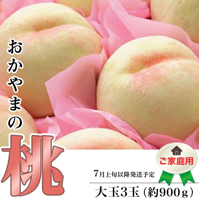 白桃 岡山 桃 もも モモ 岡山の桃 スイーツ フルーツ 果物 お取り寄せ デザート 旬 大玉 家庭用 訳あり 【ご家庭用】おかやまの桃 大玉3玉（約900g）【26年7月上旬以降に順次発送】