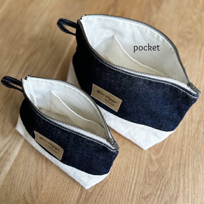 【ふるさと納税】ポーチ デニムポーチ 化粧ポーチ 小物入れ デニム雑貨 デニム 井原デニム 岡山デニム 帆布 ファッション デニムポーチ 2サイズセット サムネイル2