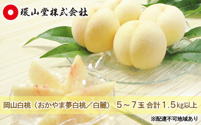 【ふるさと納税】桃 2026年 先行予約 岡山 白桃（品種：おかやま夢白桃／白麗）5～7玉 合計1.5kg以上 もも モモ 岡山県産 国産 フルーツ 果物 ギフト 環山堂 直射日光 有袋栽培 上品 甘み 香り 豊か とろける 果汁 贈り物 　お届け：2026年7月下旬～2026年8月上旬 サムネイル2