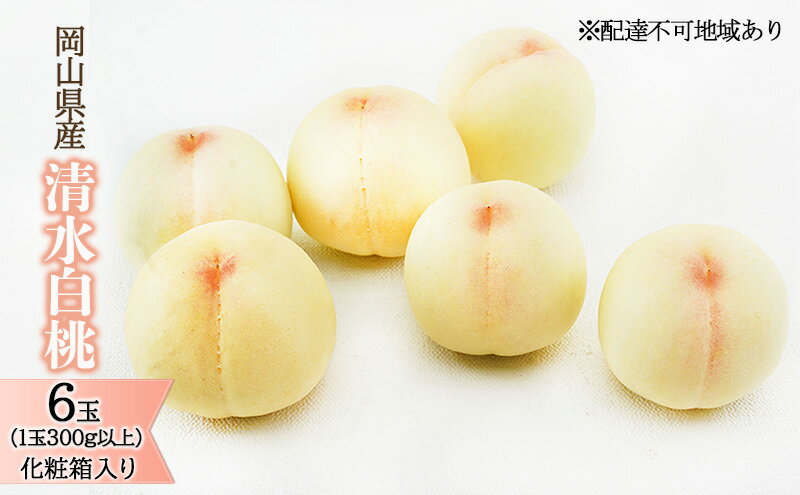 【ふるさと納税】桃 2026年 先行予約 清水 白桃 6玉 （1玉300g以上）化粧箱入り もも モモ 岡山県産 国産 フルーツ 果物 ギフト 最高級 贈答品 贈り物 　お届け：2026年7月中旬～2026年8月上旬 サムネイル2