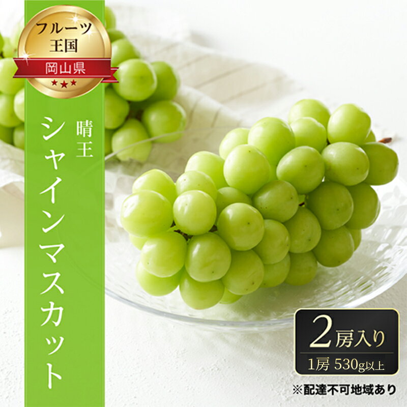 【ふるさと納税】ぶどう 2026年 先行予約 ご家庭用 シャイン マスカット 晴王 優品 2房入り（1房 530g以上 露地栽培） ブドウ 葡萄 岡山県産 国産 フルーツ 果物 岡山の葡萄 　お届け：2026年9月上旬～2026年10月中旬 - 画像2