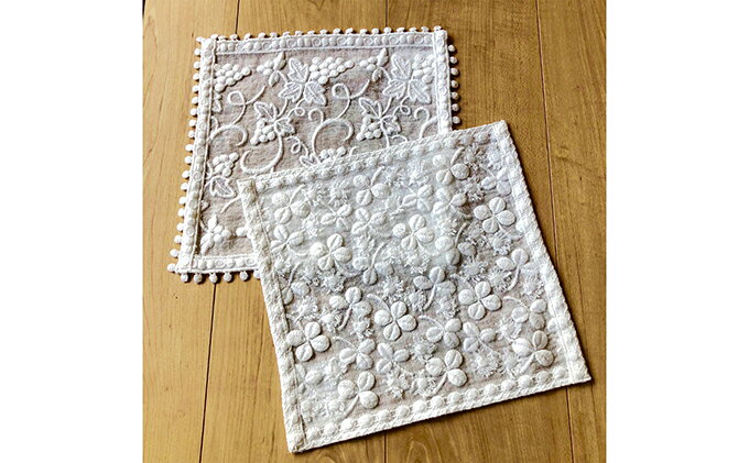 【ふるさと納税】白いタオルレースハンカチ2枚組 民芸品 工芸品 小物 雑貨 ファッション 刺繍 サムネイル2