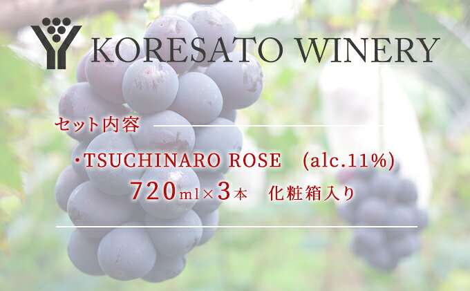 【ふるさと納税】是里 ワイン TSUCHINARO ROSE 3本 セット ワイン ぶどう 葡萄 お酒 果実酒 洋酒 岡山 赤磐市 サムネイル3