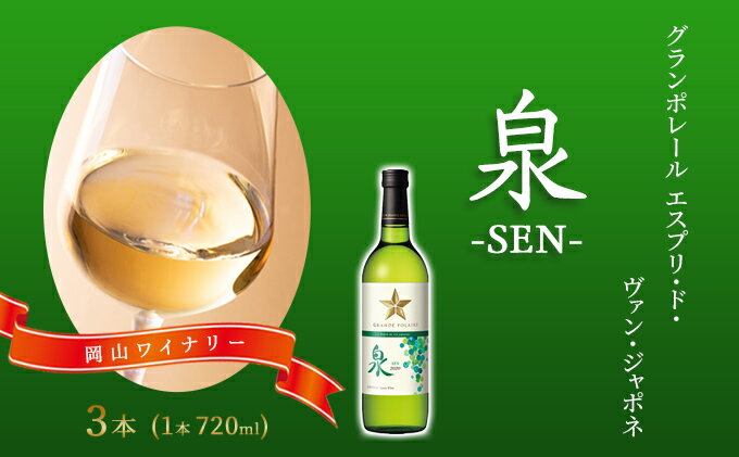 【ふるさと納税】ワイン グランポレール エスプリ・ド・ヴァン・ジャポネ 泉 -SEN- 3本（1本 720ml）白ワイン 中辛口 サッポロビール 岡山ワイナリー お酒 国産ワイン 爽やか ほのかな渋み 酸味 サムネイル2