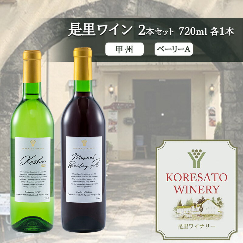 是里 ワイン 果実酒 甲州 ベーリーA 720ml 各1本 岡山 赤磐市 お酒