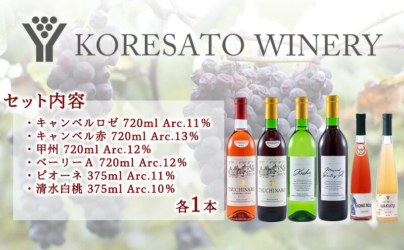 【ふるさと納税】是里 ワイン 果実酒 キャンベルロゼ キャンベル赤 甲州 ベーリーA ピオーネ 清水白桃 各1本 岡山 赤磐市 お酒 サムネイル3