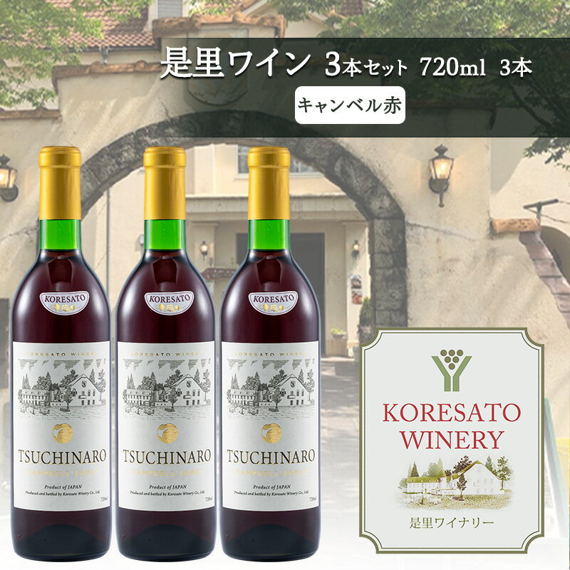 是里 ワイン 果実酒 キャンベル赤 720ml 3本 岡山 赤磐市 お酒