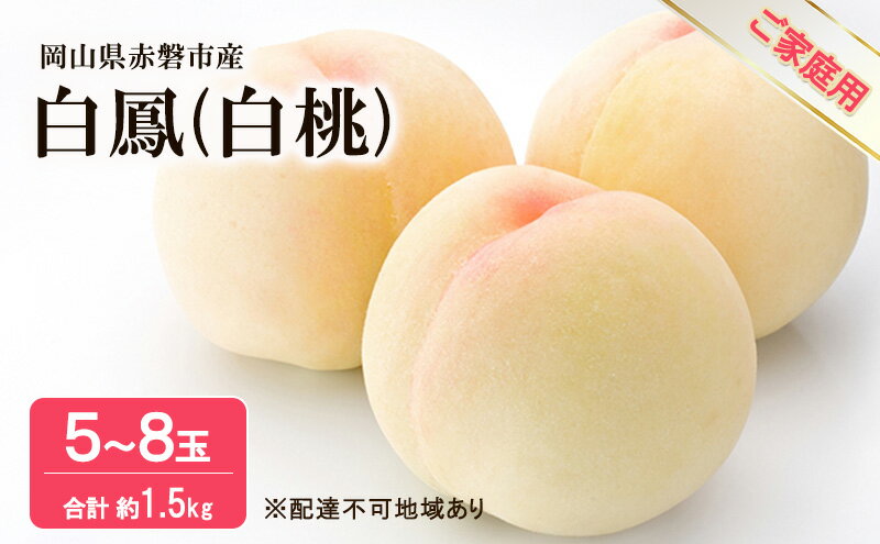 【ふるさと納税】桃 2026年 先行予約 白桃 白鳳 約1.5kg 5～8玉 ご家庭用 フルーツ 果物 岡山 赤磐市産　お届け：2026年7月上旬～2026年7月下旬 サムネイル2