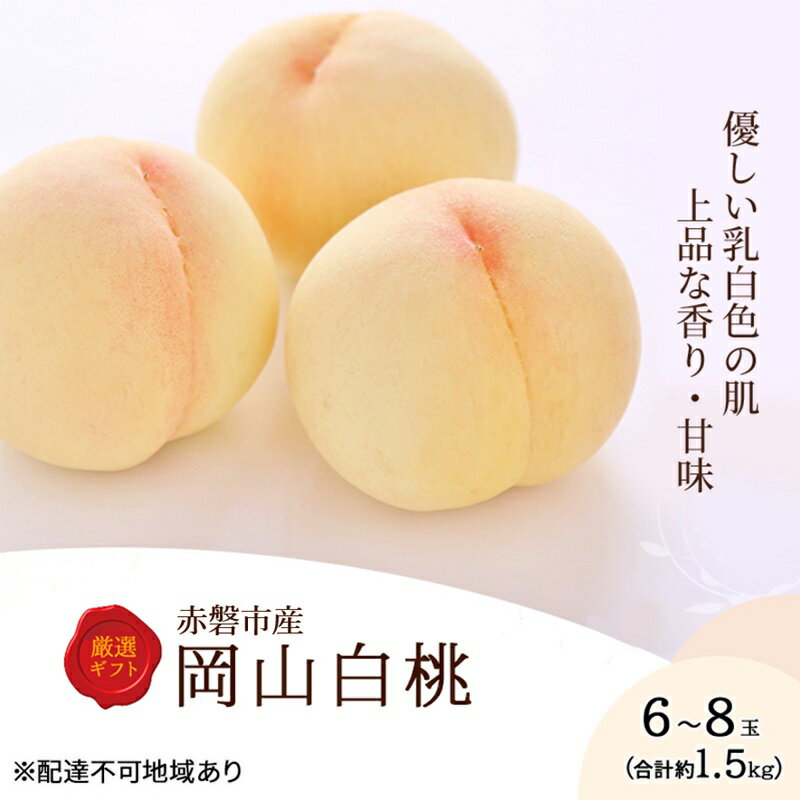 【ふるさと納税】桃 2026年 先行予約 岡山白桃 6～8玉 約1.5kg 化粧箱入り 岡山県 赤磐市産 果物 フルーツ 白桃 もも モモ　お届け：2026年7月上旬～2026年8月下旬 サムネイル2