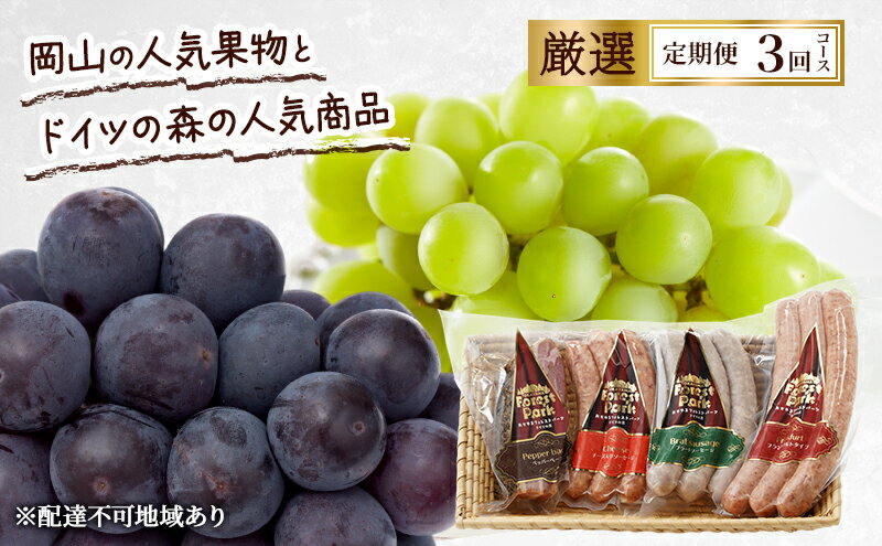 【ふるさと納税】定期便 2026年 先行予約 岡山の人気果物とドイツの森の人気商品 厳選 3回コース ぶどう ニューピオーネ シャインマスカット 晴王 ソーセージ 赤磐市　お届け：2026年9月1日～2026年11月30日 サムネイル2