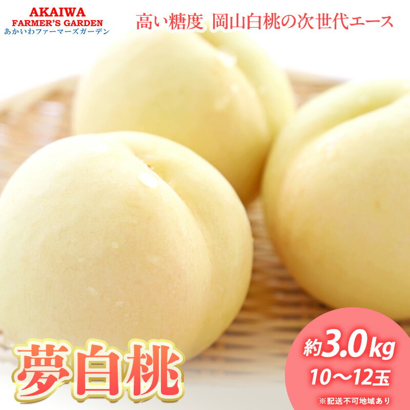 桃 2026年 先行予約 おかやま 夢 白桃 約3.0kg 10～12玉 もも 岡山県 赤磐市産 フルーツ 果物 あかいわファーマーズガーデン デザート 旬の果物 旬のフルーツ　お届け：2026年7月下旬～2026年8月中旬